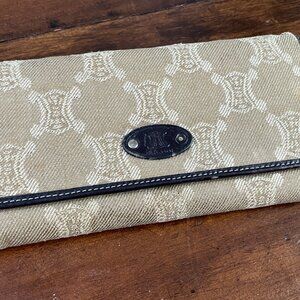 Celine Denim Macadam Long Wallet Authentic in Olive